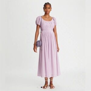 Tory Burch NWT Cotton/Silk Purple Plaid Pleated Dress, Size 10, New!
